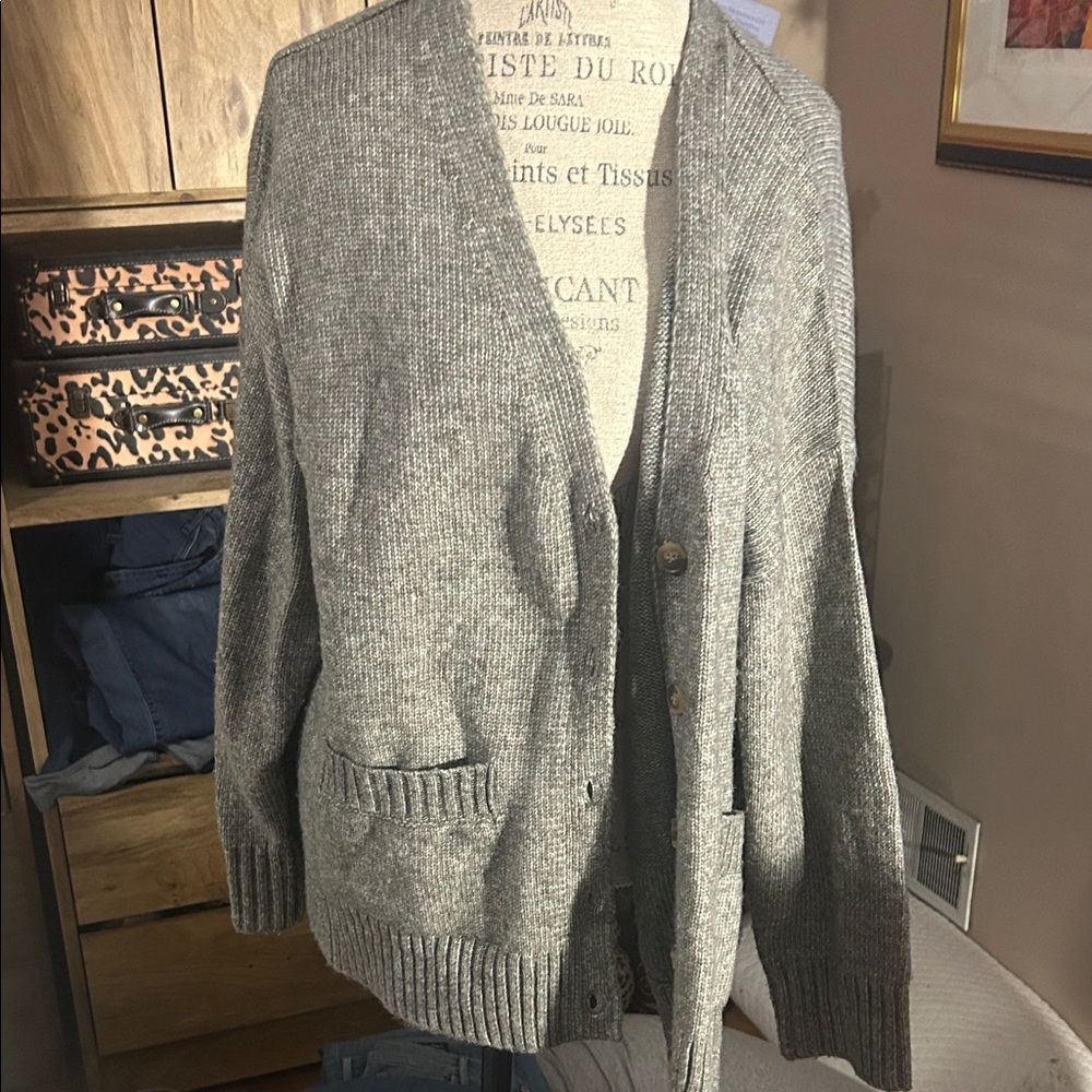 Ella Moss Charcoal Knit Cardigan - Large
